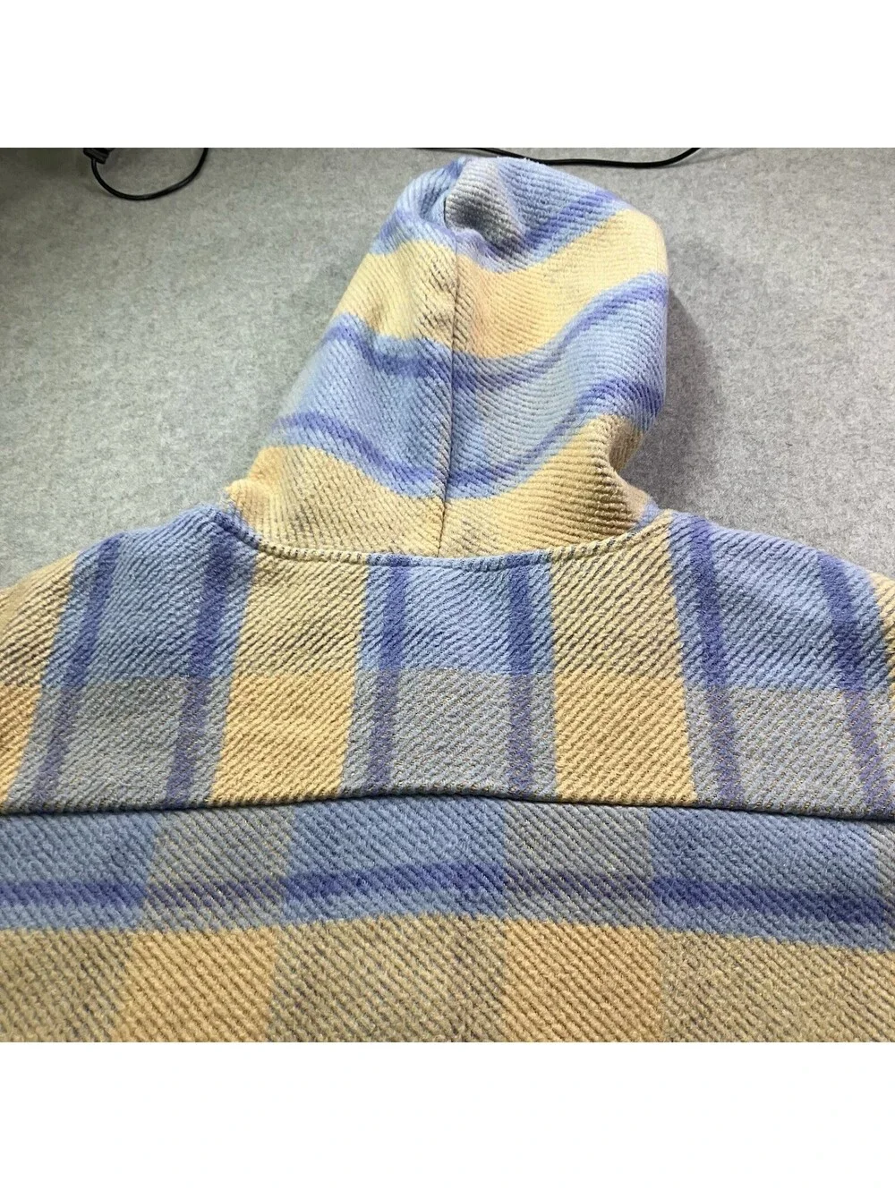 Wild Fable Button Snap Jacket/Shacket Women's Hooded Blue/Camel Plaid Size M